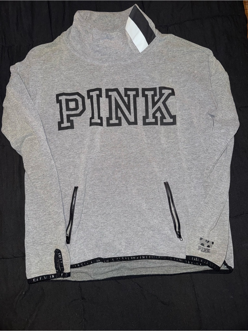 Victoria's Secret PINK Gray Mock Neck Pullover Sweatshirt